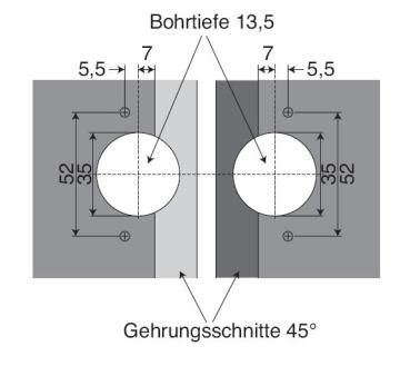 Gehrungsscharnier 45°